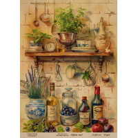 Декупажная карта на крафт бумаге 21x29,7см, Ботаника Винтаж, №0027