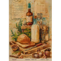 Декупажная карта на крафт бумаге 21x29,7см, Ботаника Винтаж, №0033