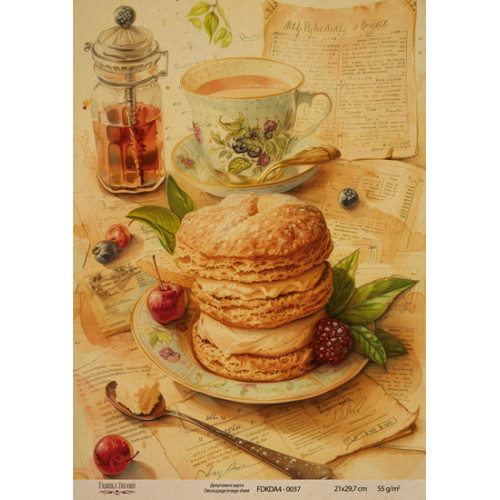 Декупажная карта на крафт бумаге 21x29,7см, Ботаника Винтаж, №0037