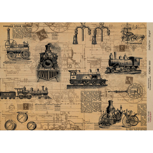 Декупажная карта на крафт бумаге 21x29,7см, Scienze antiche, №0050
