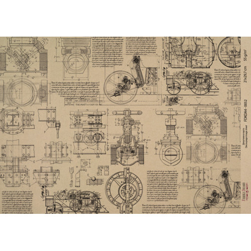 Декупажная карта на крафт бумаге 21x29,7см, Scienze antiche, №0052