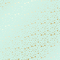 Лист односторонней бумаги с фольгированием, дизайн Golden stars, Mint, 30,5см х 30,5см