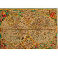 Декупажная карта на крафт бумаге 42x29,7 см,  Старинная карта , №0046