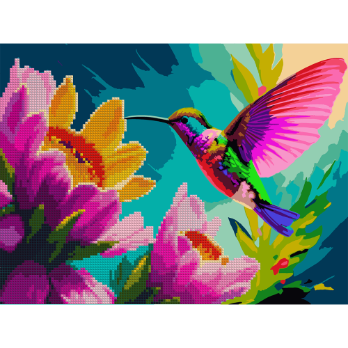 Картина по номерам с алмазной мозаикой SANTI Колибри 30x40 см