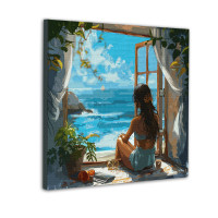 Картина за номерами з алмазною мозаїкою SANTI Погляд на море, 40x40см