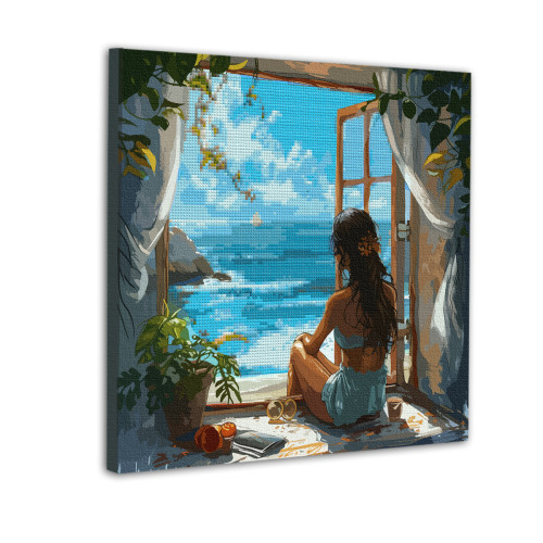 Картина по номерам с алмазной мозаикой SANTI Взгляд на море, 40x40см