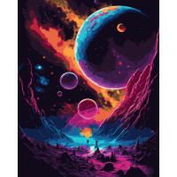 Картина за номерами з LED підсвіткою SANTI Фантазійний космос, 40x50см Картина за номерами з LED підсвіткою SANTI Фантазійний космос, 40x50см