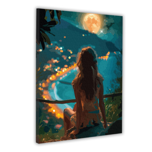 Картина по номерам с LED подсветкой SANTI Девушка и ночной город, 40x50см
