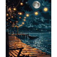 Картина по номерам с LED подсветкой SANTI Сияние над водой, 40x50см