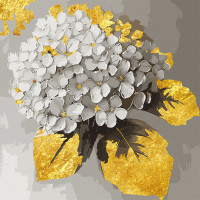 Картина за номерами з поталлю SANTI Золота гортензія, 40x40см