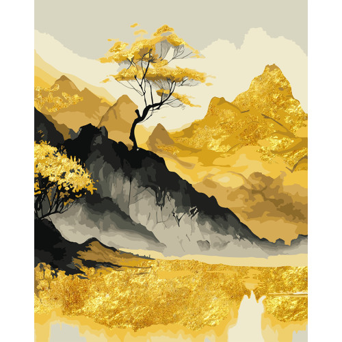 Картина по номерам с поталью SANTI Золотые горы, 40x50см