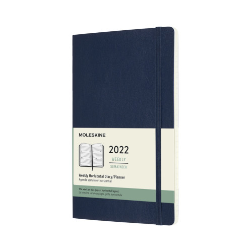 Щотижневик Moleskine Горизонтальний 2022 середній / Сапфір М’який DSB2012WH3Y22