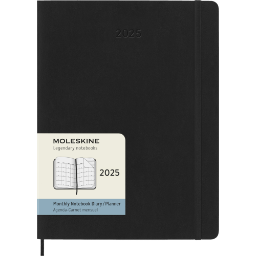 Ежемесячник Moleskine 2025 большой / Черный Мягкий (8056999270513)