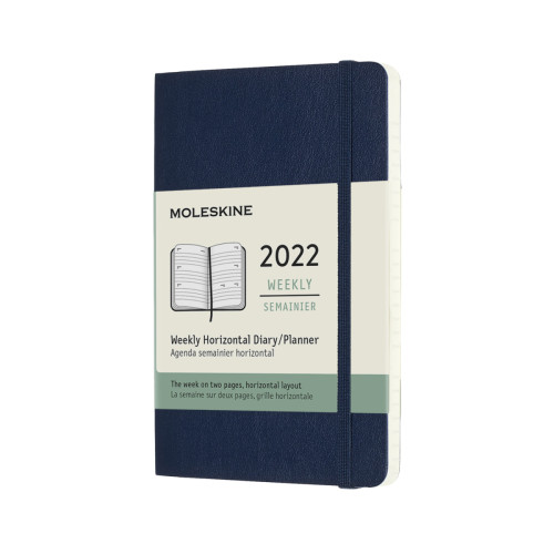 Еженедельник Moleskine Горизонтальный 2022 карманный / Сапфир Мягкий (8056420856071)