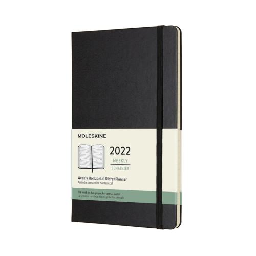 Еженедельник Moleskine Горизонтальный 2022 средний / Черный (8056420855982)