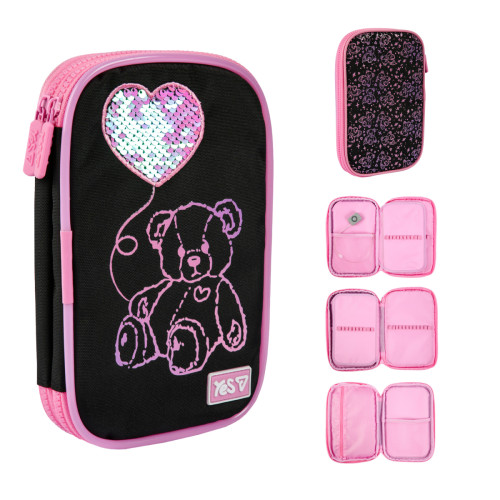 Пенал мягкий Yes с LED Pink Bear PH-35