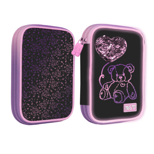 Пенал мягкий Yes с LED Pink Bear PH-35