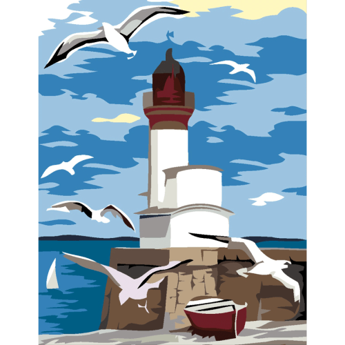 Картина за номерами Маяк і чайки 35x45 см ROSA START