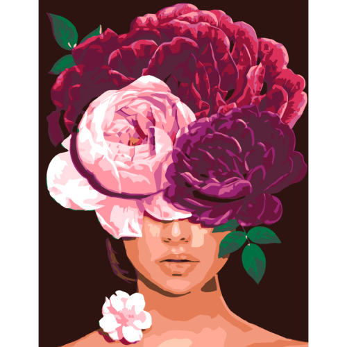 Картина по номерам Девушка и Пионы 35x45 см ROSA START
