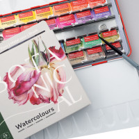 Набор акварельных красок с кисточкой BOTANICAL 28x2,5мл кювета Индиго металлический пенал ROSA Gallery