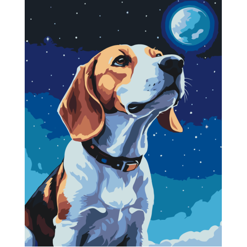 Картина за номерами Місячний бігль 11597-AC, 40х50 см Картина за номерами Місячний бігль 11597-AC, 40х50 см