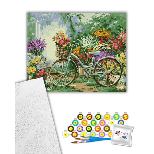Картина за номерами Велосипед у квітах 12501-AC, 40х50 см