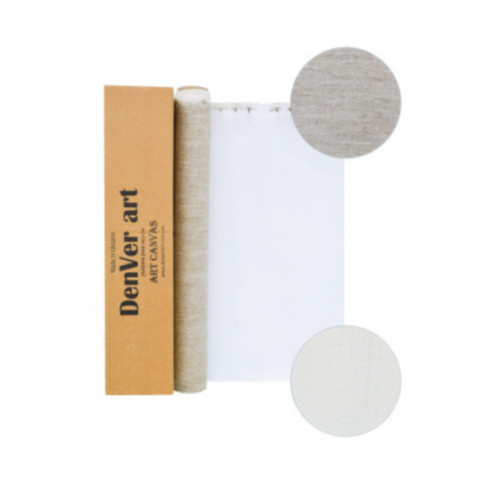 Холст в рулоне лен 1,59х12,85 м, м/п среднее зерно, белый акрил. грунт, 250 г/м2, РПРЛ161150410