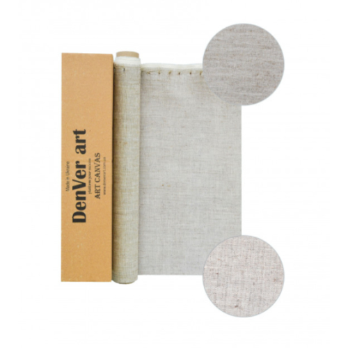 Холст в рулоне лен, среднее зерно, акрил. грунт, прозрачный грунт, м/п, 410 г/м2 ПРЛ1661591285