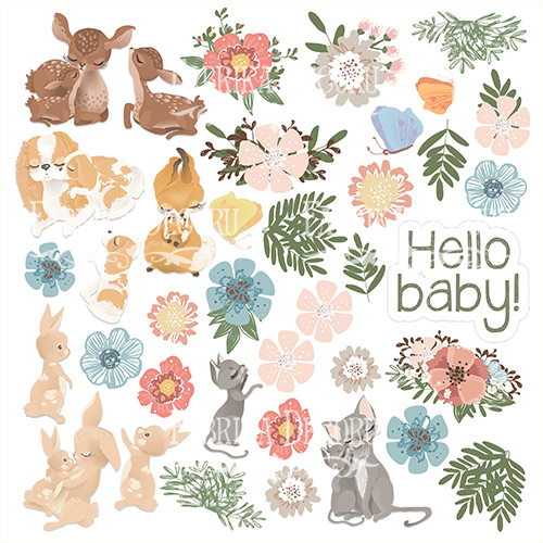 Лист с картинками для вырезания Baby Mama 30,5х30,5 см