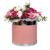 Композиция Магия Любви с цветами из мыльной пенки в шляпной коробке, 250 x 250 x 300 мм