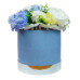 Композиція Блакитний шарм із квітами з мильної пінки у капелюшній коробці, 250x250x300 мм