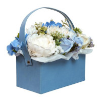 Композиция Небесная симфония Цветы в коробке-сумочке, 200 x 200 x 100 мм