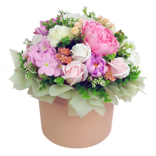 Букет квітів у капелюшній коробці, 250x250x300 мм Букет квітів у капелюшній коробці, 250x250x300 мм