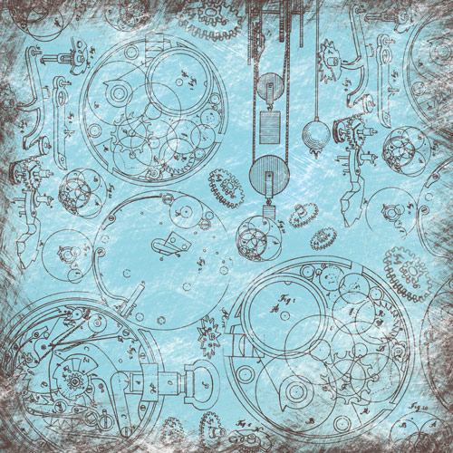 Лист двусторонней бумаги для скрапбукинга Grunge Mechanics №1079-4 30,5х30,5 см