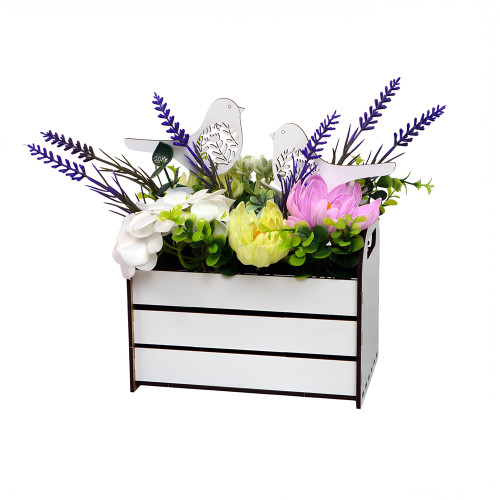 Букет квітів із мильної пінки Кошик із пташками, 150x150x200 мм Букет квітів із мильної пінки Кошик із пташками, 150x150x200 мм