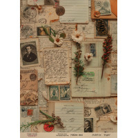 Декупажна карта на крафт-папері 21x29,7 см, Ботаніка Винтаж, №0063