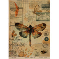 Декупажная карта на крафт бумаге 21x29,7см, Ботаника Винтаж , №0065