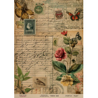 Декупажна карта на крафт-папері 21x29,7 см, Ботаніка Винтаж, №0069