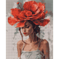 Алмазна мозаїка на підрамнику SANTI Дівчина з червоною квіткою 40x50 см