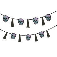 Гірлянда паперова фігурна Yes! Fun Геловін Череп з китицею, 13 ел., 3 м, голографічна