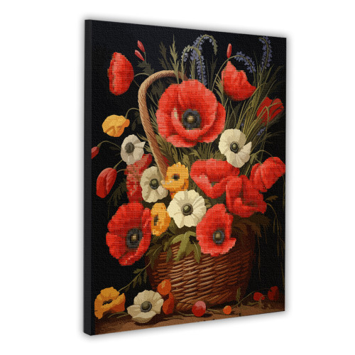 Картина за номерами з алмазною мозаїкою SANTI Кошик з маками, 40x50 см