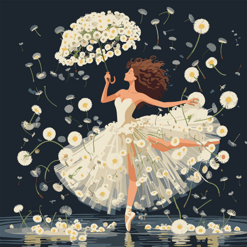 Картина по номерам 40х40 см, SANTI Одуванчики и танцовщица