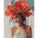 Картина по номерам 40х50 см, SANTI Девушка с красным цветком