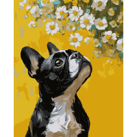 Картина по номерам 40х50 см, SANTI Бульдог и цветы