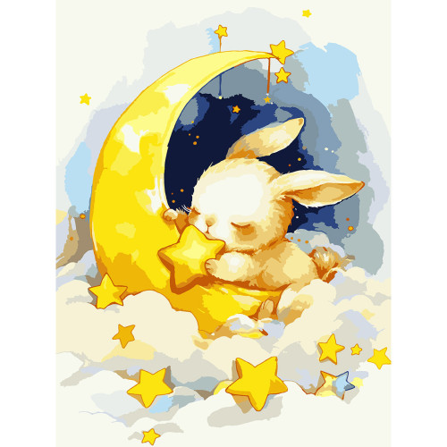 Картина по номерам с LED подсветкой 30х40 см, SANTI Зайчонок со звездочкой