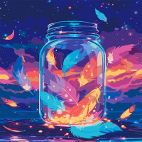 Картина за номерами з LED-підсвіткою 40x40 см, SANTI Магічне пір’я Картина за номерами з LED-підсвіткою 40x40 см, SANTI Магічне пір’я