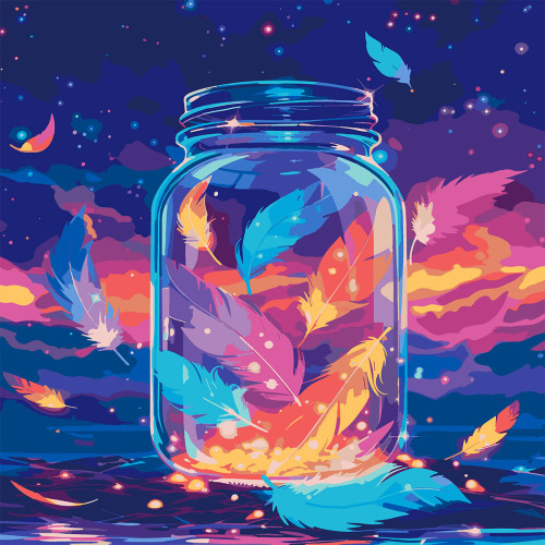 Картина по номерам с LED подсветкой 40х40 см, SANTI Магические перья