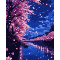 Картина по номерам SANTI Цветение сакуры 40х50 см LED подсветка