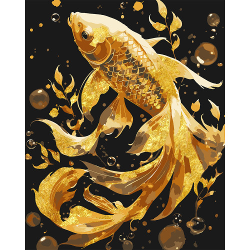 Картина за номерами з поталлю 40x50 см, SANTI Золота рибка