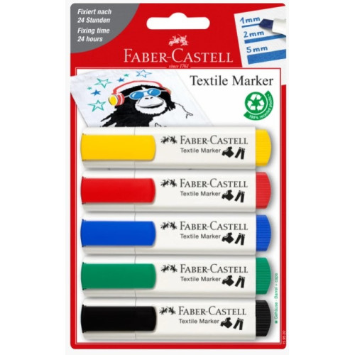 Фломастеры по ткани Faber-Castell Textile Marker 5 цветов 159520